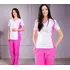 Женский медицинский костюм Ариша бело-розовый