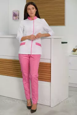 Женский медицинский костюм Avrora бело-розовый