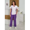 Женский медицинский костюм Ариша бело-фиолетовый