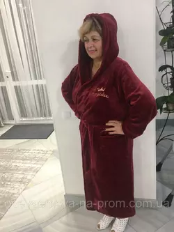 Махровый женский халат длиный