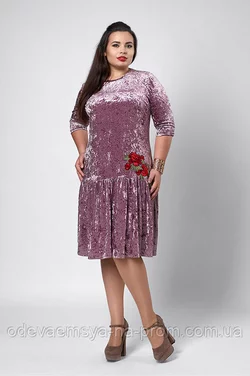 Платье бархат-велюр темно-розовое
