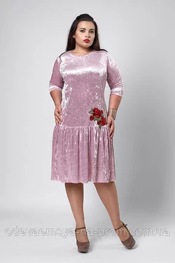 Платье бархат-велюр светло-розовое