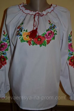 Блуза вышитая  нарядная для девочки р.128-146