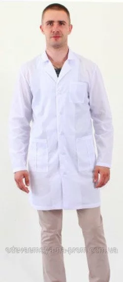 Мужской медицинский халат Александр на габардине и рубашечной ткани
