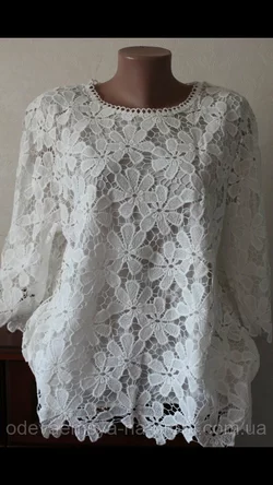 Шикарная гипюровая блуза большого размера