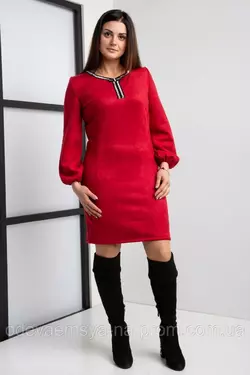 Замшевое женское платье размер 44-56 красное