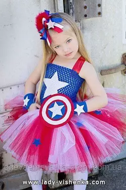 Карнавальное платье-юбка из фатина девочка- "Капитан Америка"