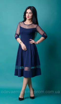 Нарядное молодежное платье синего цвета