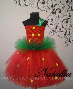 Карнавальное платье-юбка из фатина "Клубничка"