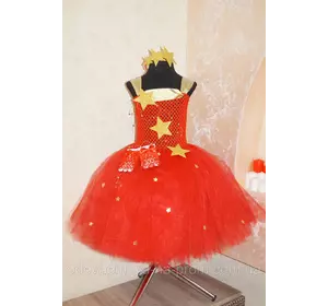 Карнавальное платье из фатина- красная  "ЗВЕЗДОЧКА"