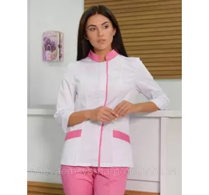 Женская медицинская блуза Avrora бело-розовая