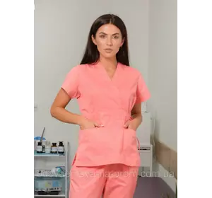 Женская медицинская блуза Эдельвика коралловая