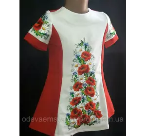 Шикарное платье для девочки вышитое на габардине  " Полевые цветы"