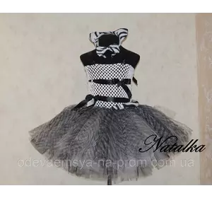 Карнавальная юбка-платье из фатина "ЗЕБРА"