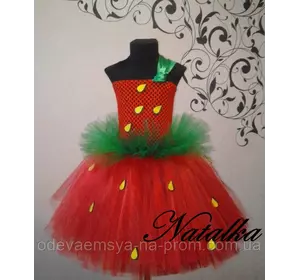 Карнавальное платье-юбка из фатина "Клубничка"