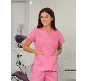 Женская медицинская блуза Эдельвика розовая