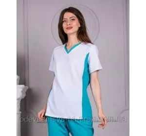 Женская медицинская блуза Ариша бело-мятная